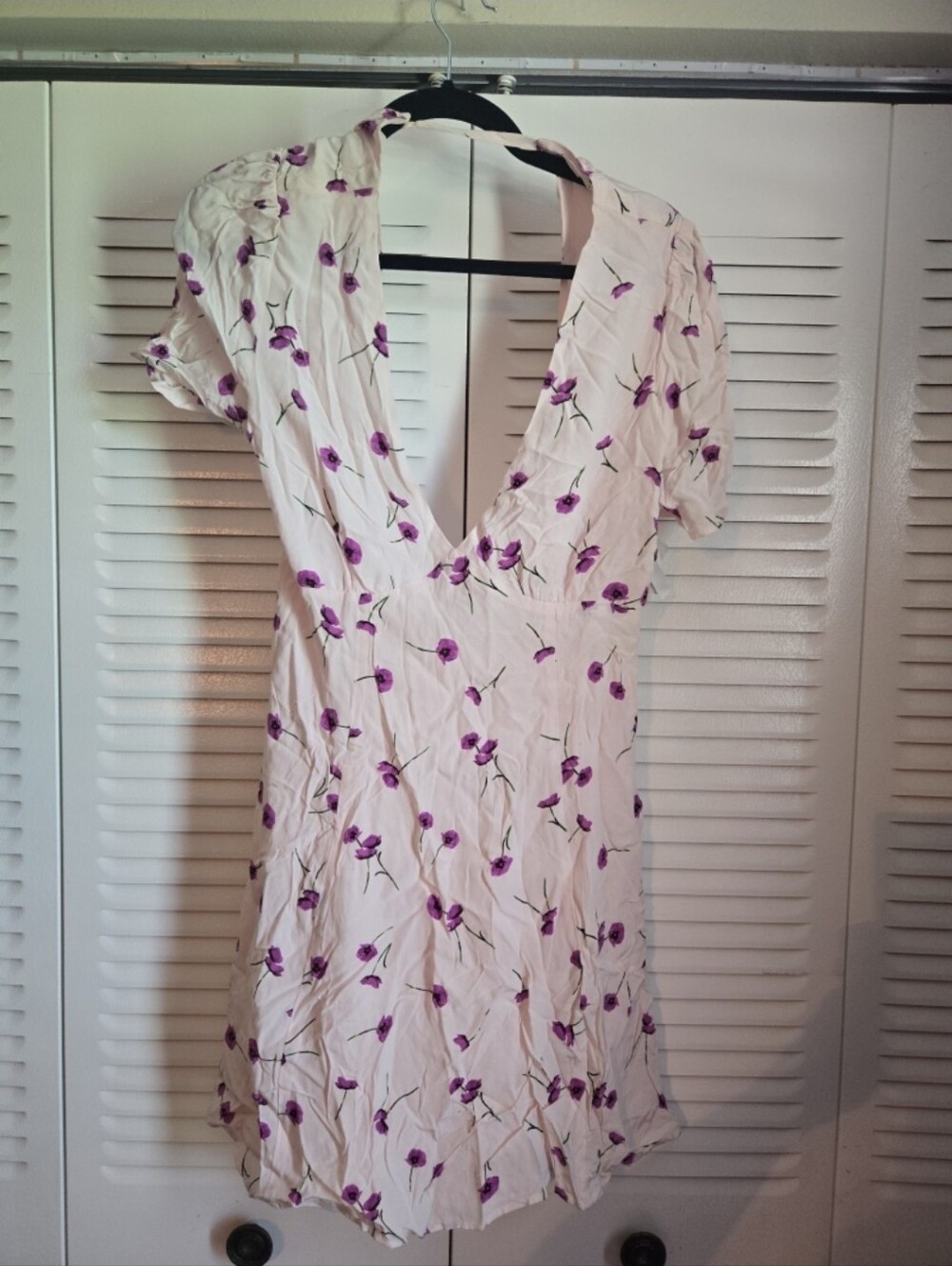 Astr Floral Midi Dress in White and Purple